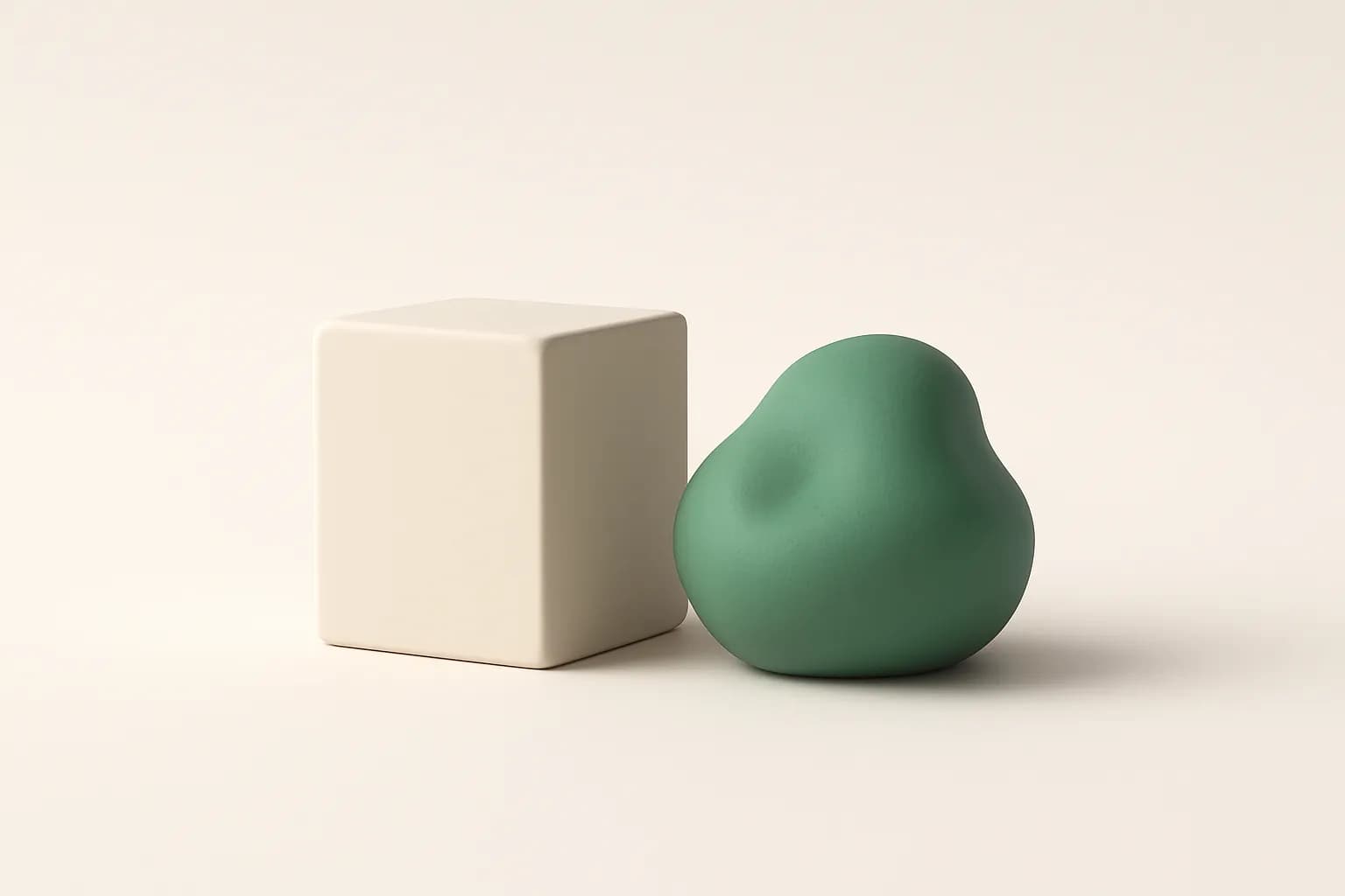 Illustratie van een hoekig blok naast een vrij gebogen vorm, bij het artikel over een onderdeel laten 3D scannen