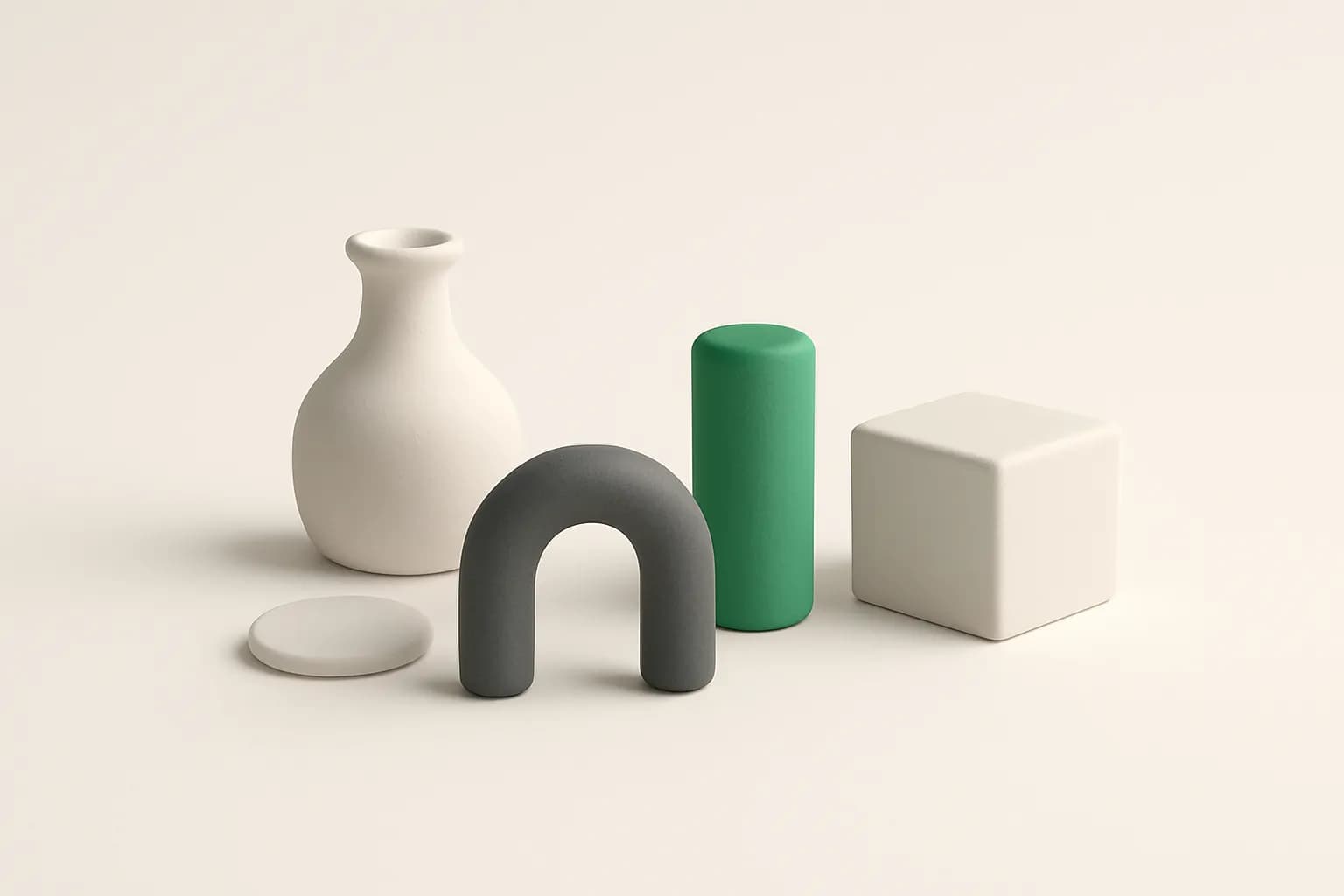 Illustratie van een verzameling verschillende kleine vormen bij elkaar, bij het artikel over wat je kunt 3D printen
