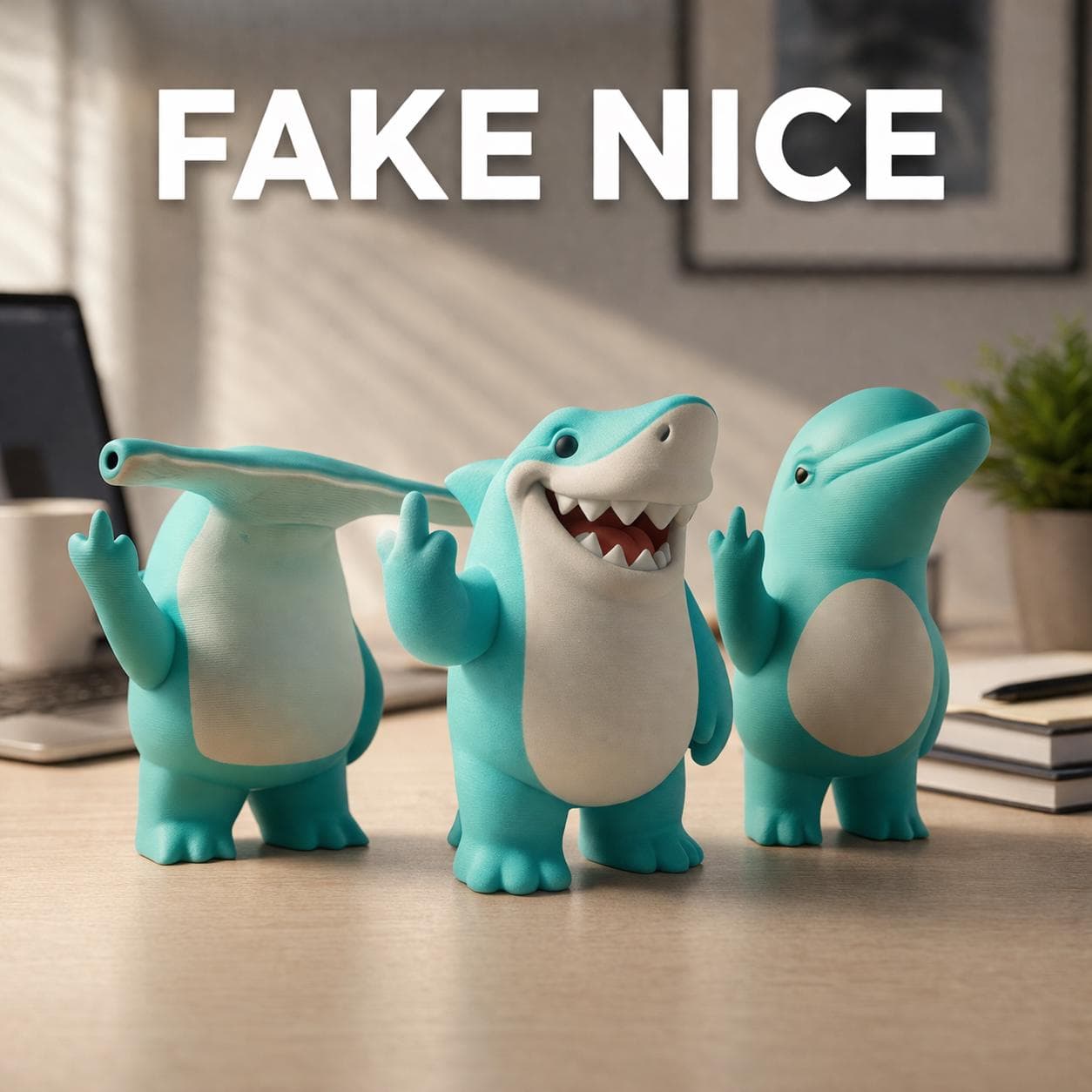 close up of 3D printed fake gift set, sarcastic prank desk decorongeveer 18 cm.