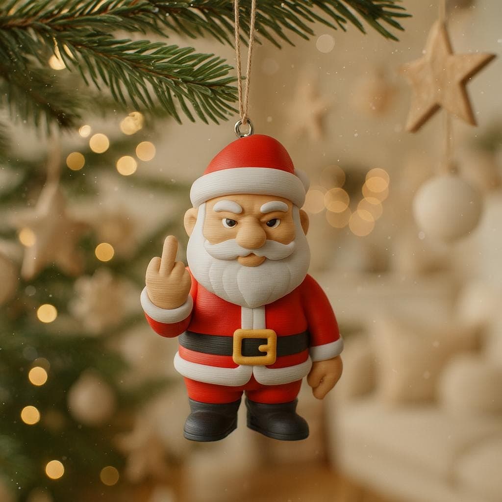 Christmas decoration - Santa flipping the bird –  3D printed tree hanger