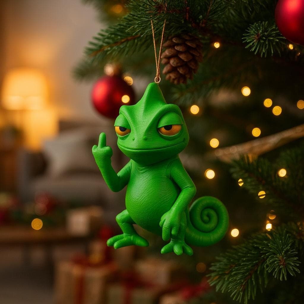 Christmas decoration - Chameleon –Tree hanger, Desk Decor, 3D-Printed Figurine