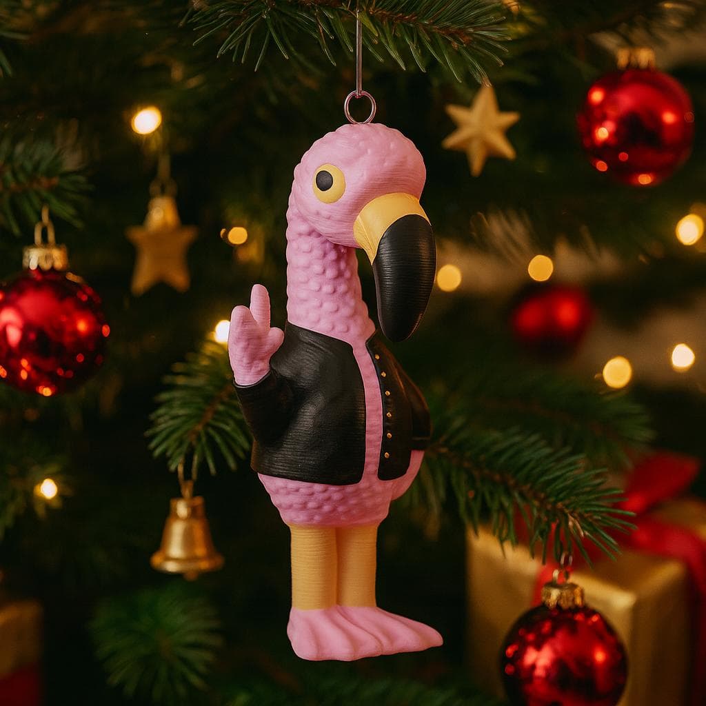 Tree hanger - Flamingo Flipping the Middle Finger – 3D-Printed Flamingo Decor