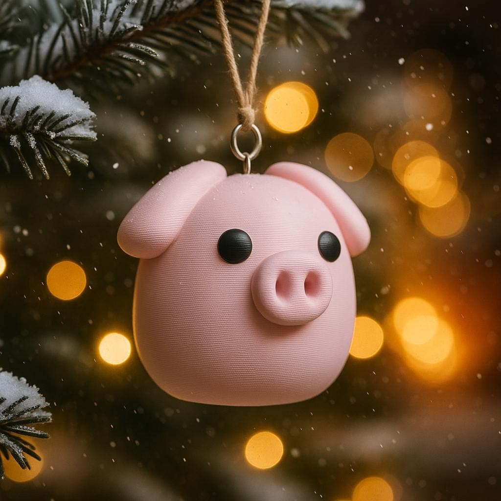 Tree decoration - Miniature Pig Statue – 3D-Printed Adorable Desk Decor, Eco-Friendly Sculpture