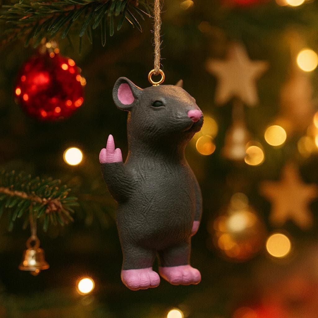 Tree decoration, Middle Finger Rat – Funny 3D-Printed Rodent Figurine