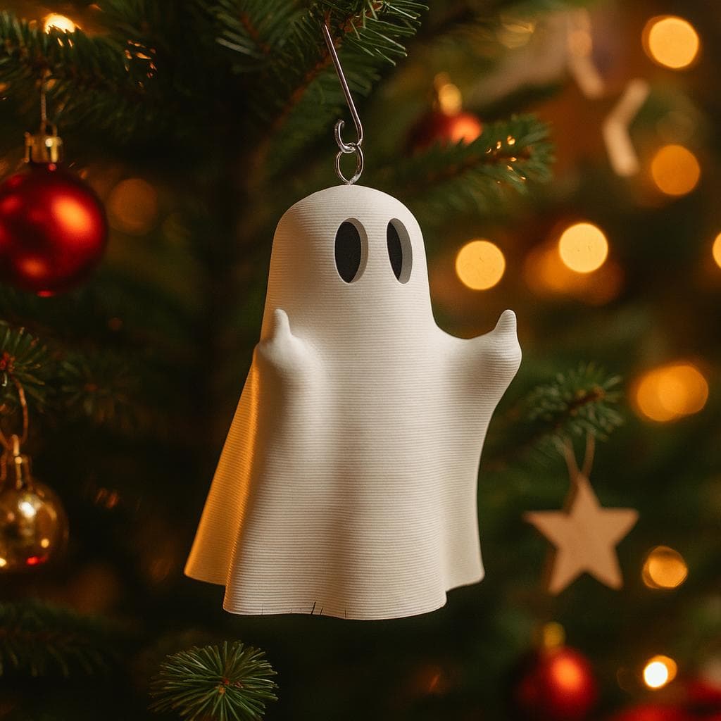 Christmas tree decoration, Middle Finger Ghost Statue – Humorous 3D-Printed Deco