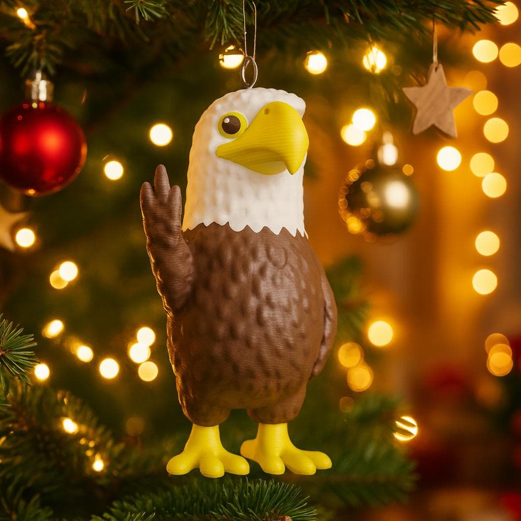 Christmas tree decoration, Middle Finger Eagle Statue – 3D-Printed Tree hanger
