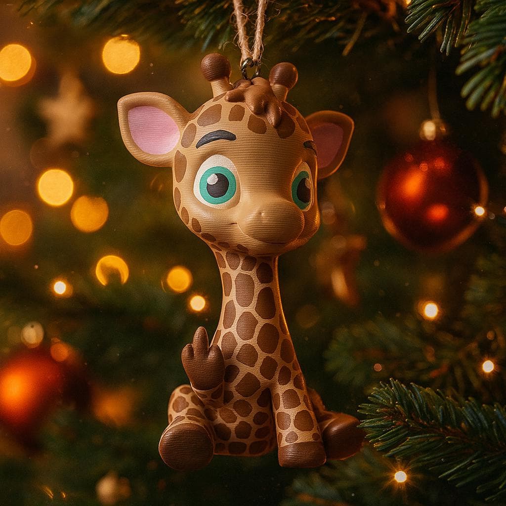 Tree decoration - Baby Giraffe Flipping the Middle Finger – Tree hanger, 3D-Printed Animal Decor