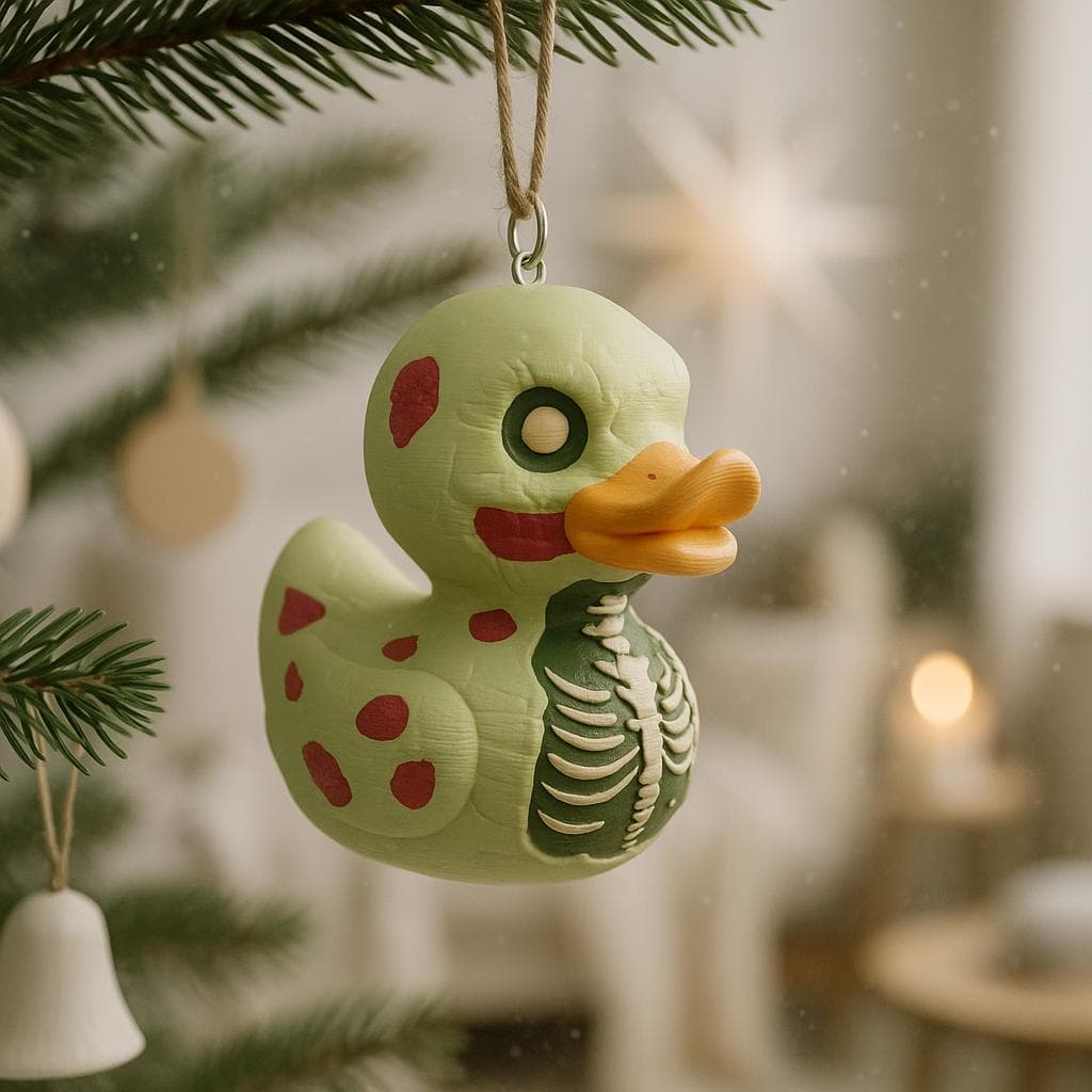 Tree Hanger - 3D Printed Zombie Duck Figurine: Spooky Halloween Decor - Tree Decoration