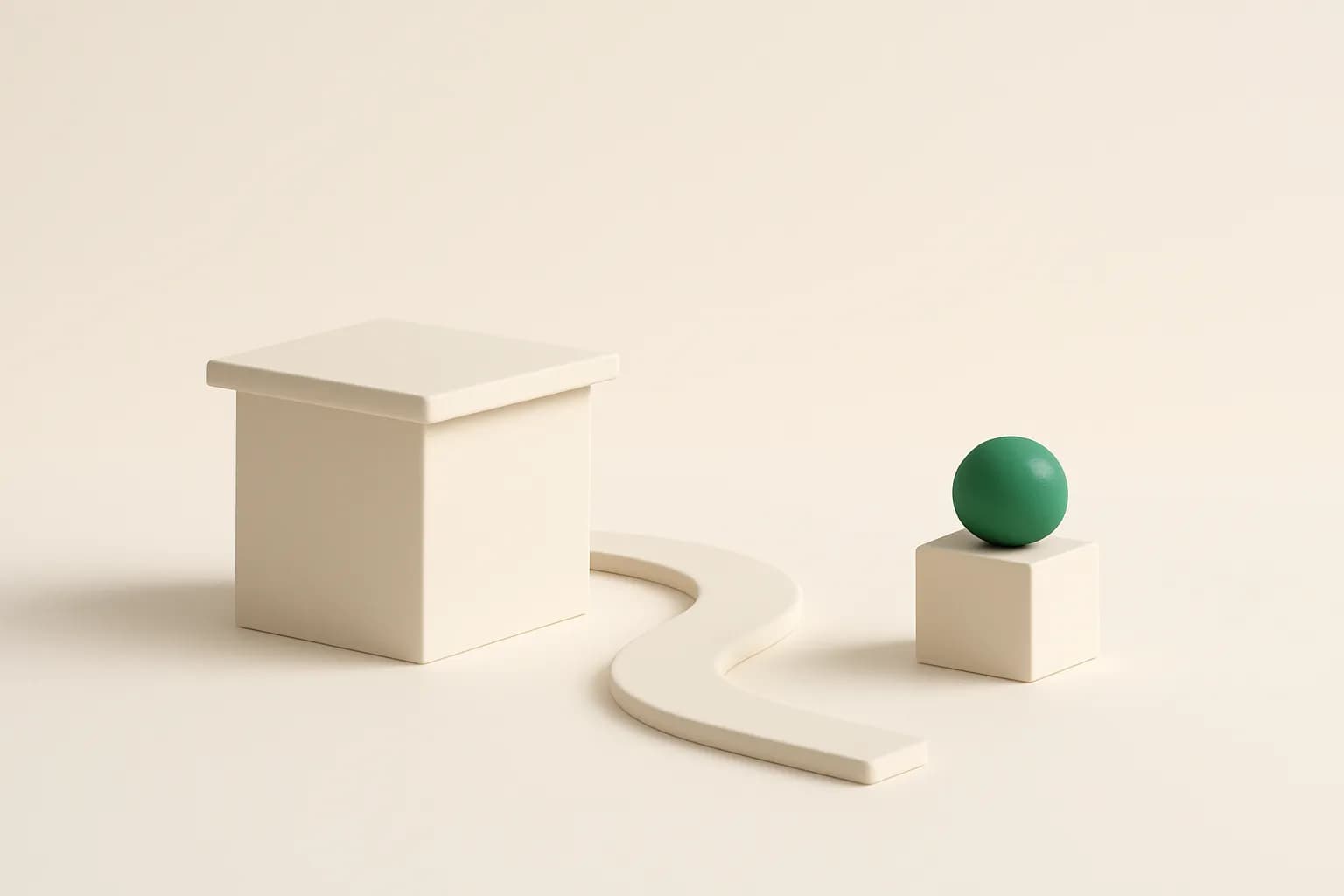 Gesloten blok met een kronkelend pad naar een groen object, bij het artikel over 3D printen bij de HEMA