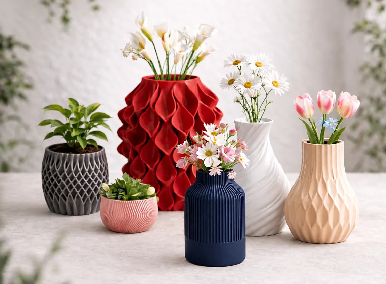 3D-geprinte designvazen en plantenpotten uit de Linea Fiora-collectie