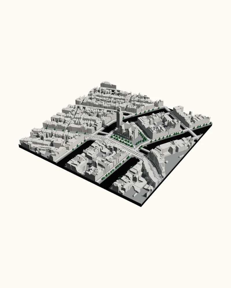 3D-geprint stadsmodel van Amsterdam, rond Westermarkt 74