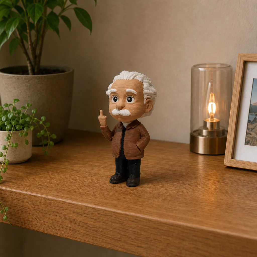 Albert Einstein met attitude, voor wie een knipoog verdient