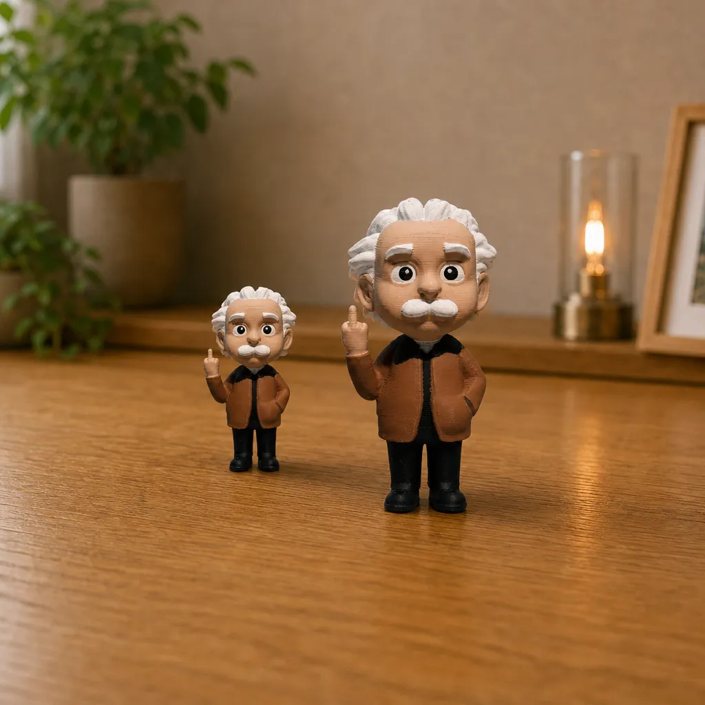 Albert Einstein met attitude, voor wie een knipoog verdient