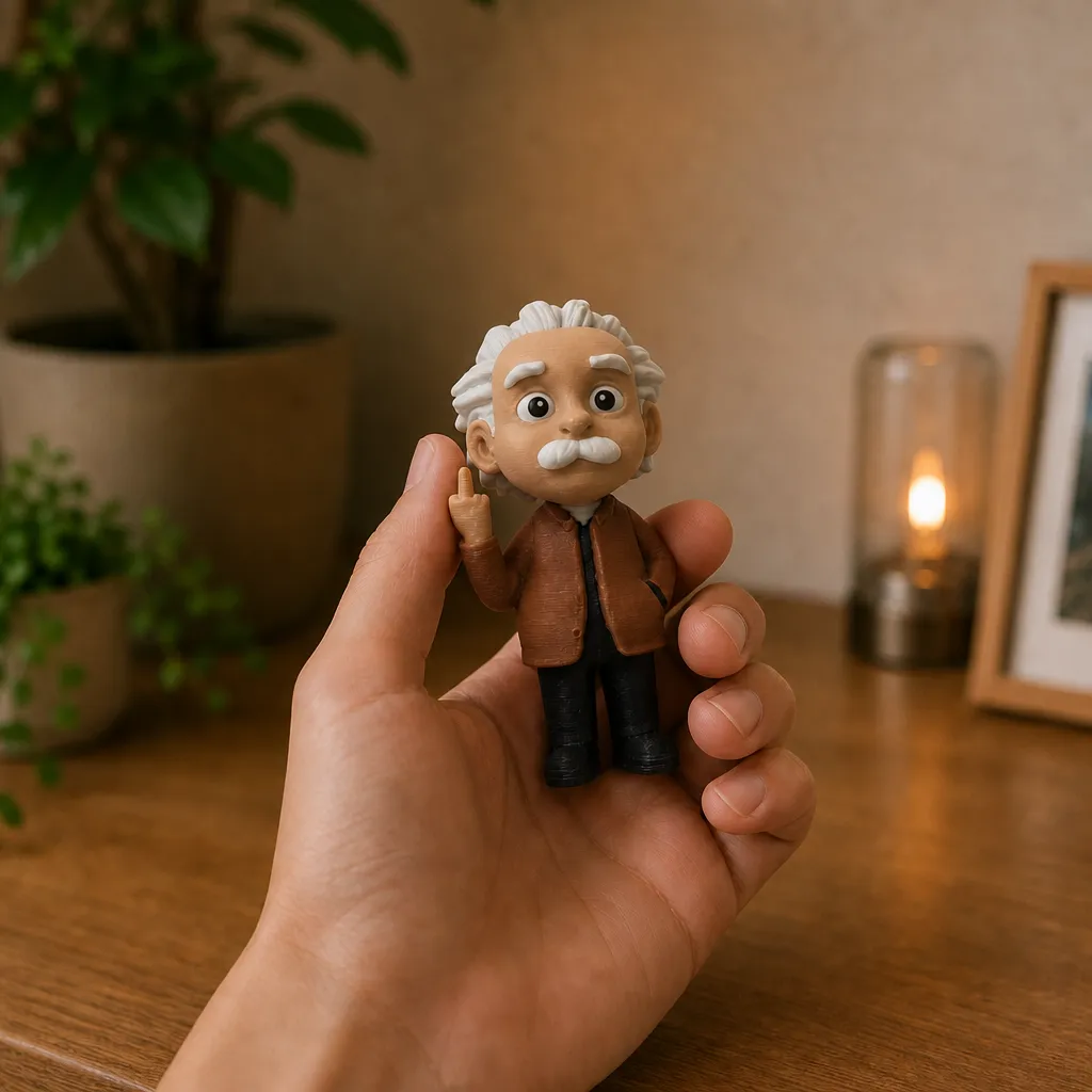Albert Einstein met attitude, voor wie een knipoog verdient